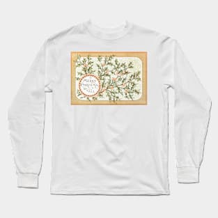 Christmas Card Depicting Botanical Ornamentation Long Sleeve T-Shirt